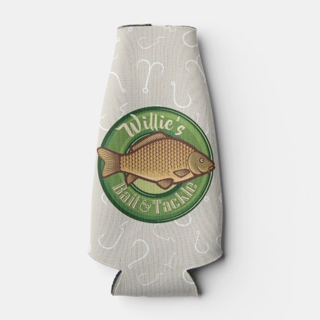 Personalisierter Fisch und Kackelladen Angelfänger Flaschenkühler (Vorderseite)