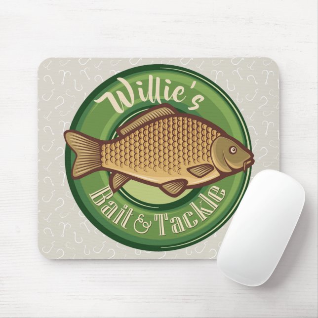 Personalisierter Fisch und Kackelladen Angelfänger Mousepad (Mit Mouse)