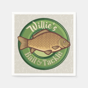 Personalisierter Fisch und Kackelladen Angelfänger Serviette