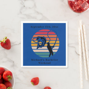 Personalisierter Fischfang Bachelor Weekend Serviette