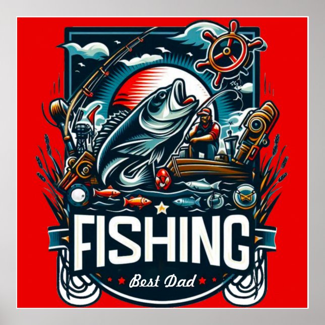 Personalisierter Fischfang in Shirt Poster (Vorne)