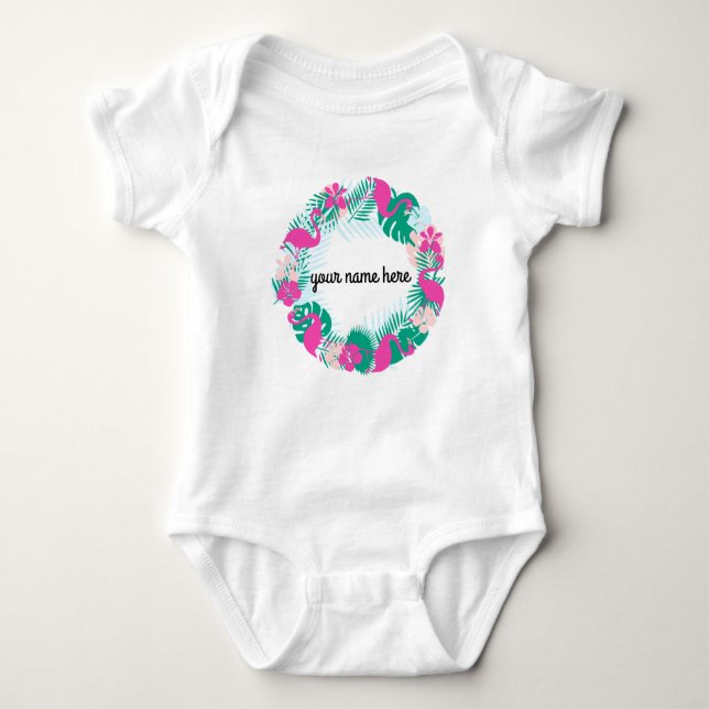 Personalisierter Flamingo Baby Bodysuit Baby Strampler (Vorderseite)
