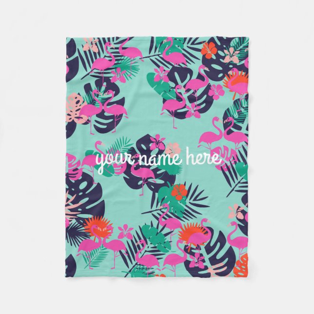 Personalisierter Flamingo-Blanket Fleecedecke (Vorderseite)