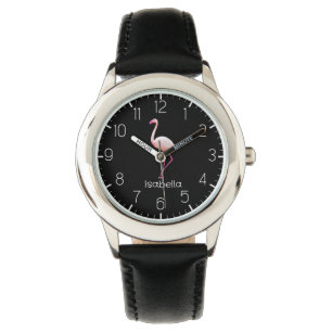 Personalisierter Flamingo-Girl Armbanduhr