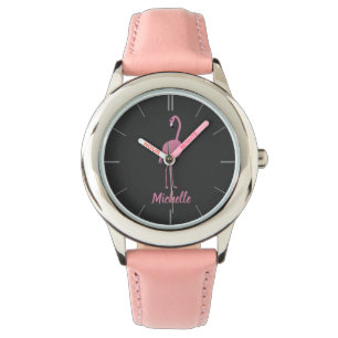 Personalisierter Flamingo-Girl Armbanduhr