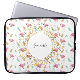 Personalisierter Flamingo Gold Ananas Laptop Case