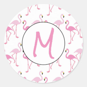 Personalisierter Flamingo-Hintergrund Runder Aufkleber
