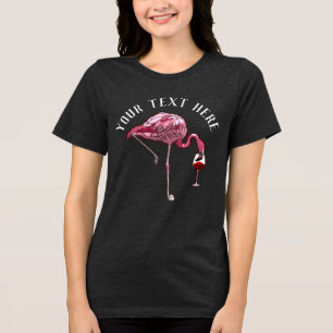 Personalisierter Flamingo-Weintrinker-Novelty Tri-Blend Shirt