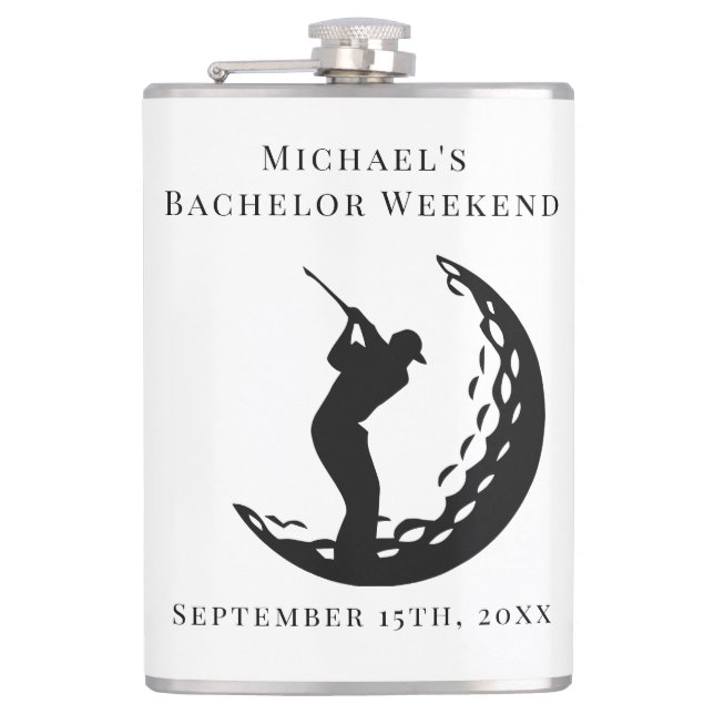 Personalisierter Flasche | Bachelor Golf Weekend Flachmann (Vorderseite)