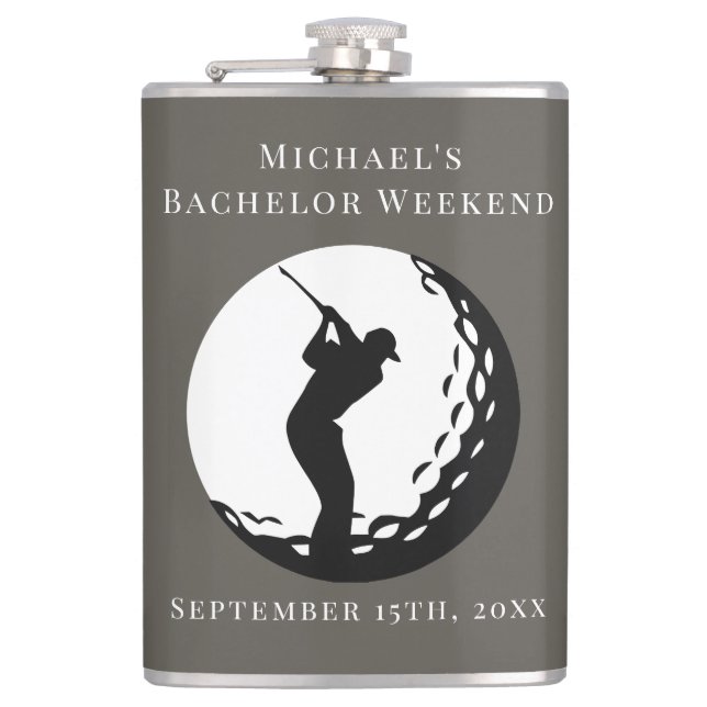 Personalisierter Flasche | Bachelor Golf Weekend Flachmann (Vorderseite)