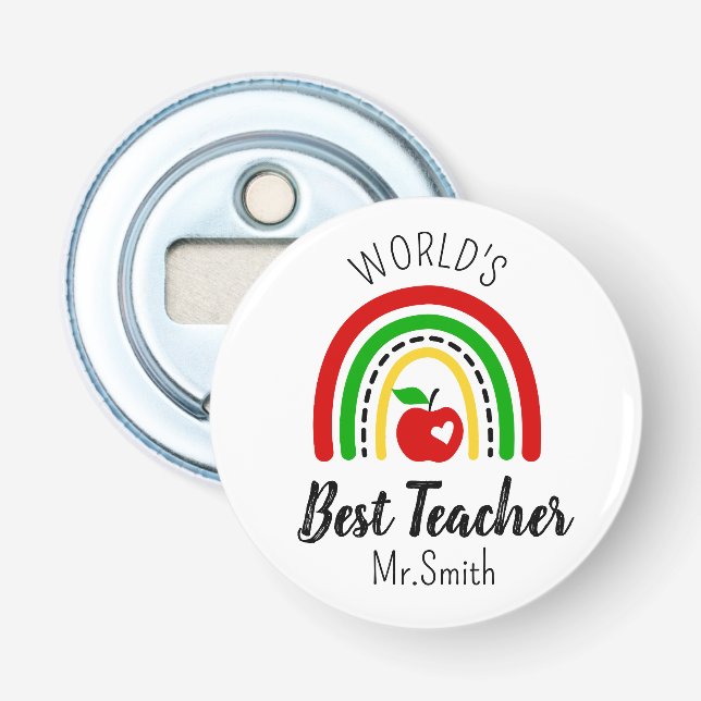 Personalisierter Flaschenöffner 'Bester Lehrer der (Vorderseite)