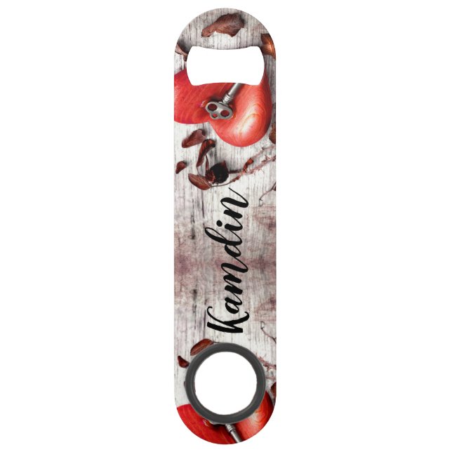 Personalisierter Flaschenöffner Land Holzschlüssel (Vorderseite)