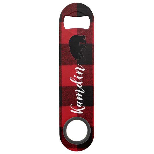 Personalisierter Flaschenöffner Roter Buffalo Kari (Vorderseite)