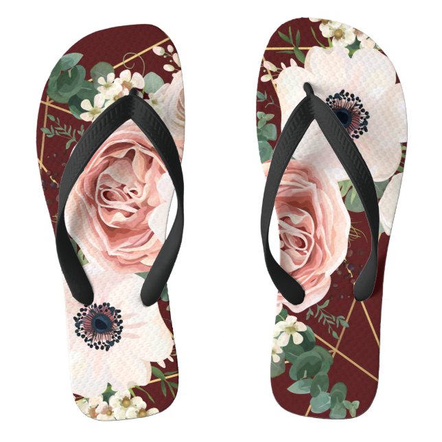 Personalisierter Flipflop Sandals Geometric Wine B (Fußbett)