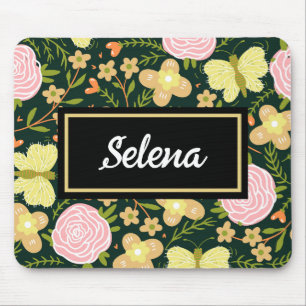 Personalisierter Flora-Butterfly-Muster Mousepad