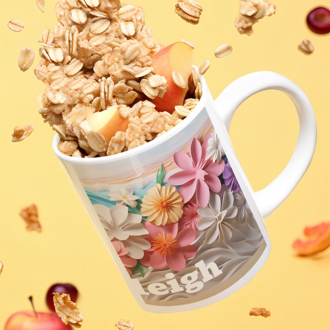 Personalisierter Floral-Aufenthalt 3D-Look Strand Kaffeetasse (Von Creator hochgeladen)
