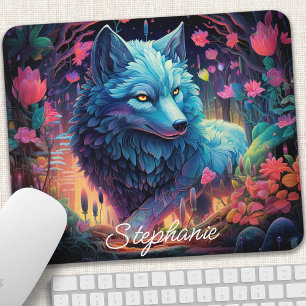 Personalisierter floral Mystical Wolf Mousepad
