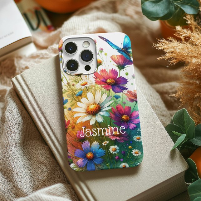 Personalisierter Floral- und Schmetterlingsscanner Case-Mate iPhone Hülle (Von Creator hochgeladen)