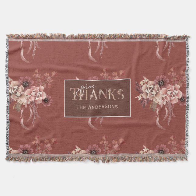 Personalisierter floraler Erntedank Decke (Vorderseite)
