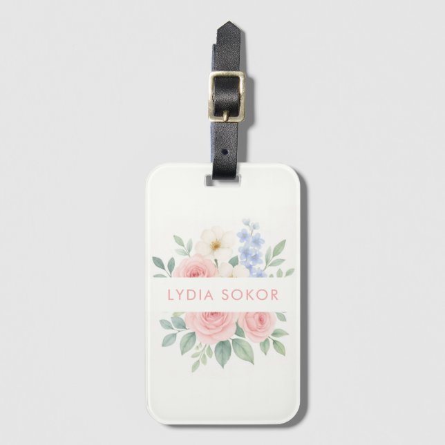 Personalisierter floraler Gepäckträger Gepäckanhänger (Vorderseite Vertikal)