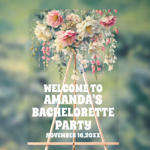 Personalisierter floraler Junggeselinnen-Abschied  Acrylschild