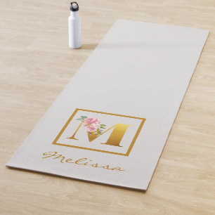 Personalisierter floraler Monogramm Buchstabe M Bo Yogamatte