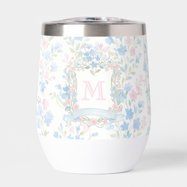 Personalisierter floraler Monogramm-Thermowinbeche (Vorderseite)