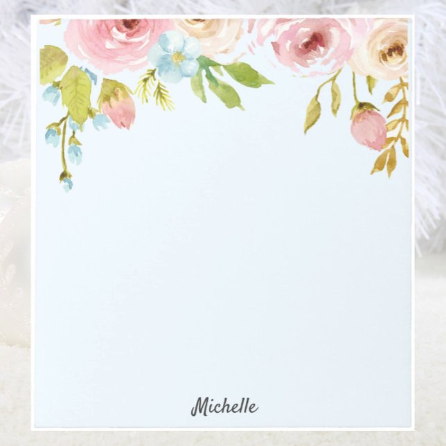 Personalisierter floraler Notepad IHR TEXTgeschenk Notizblock (Von Creator hochgeladen)