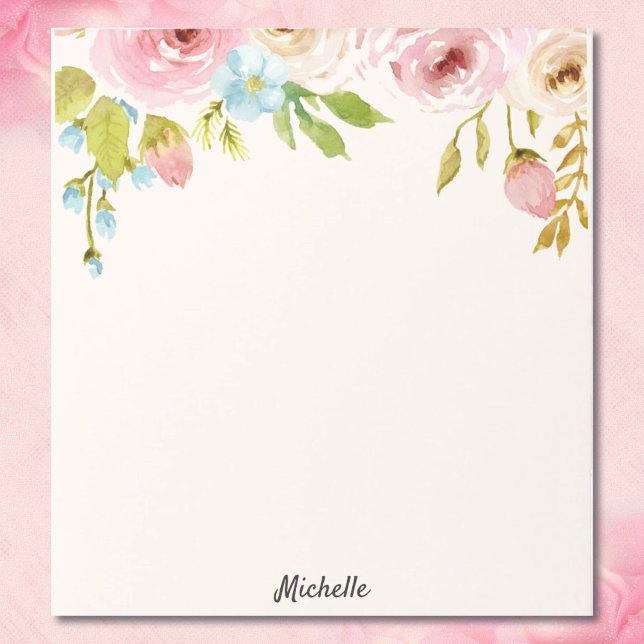 Personalisierter floraler Notepad IHR TEXTgeschenk Notizblock (Von Creator hochgeladen)