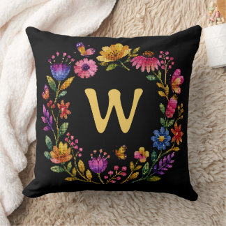 Personalisierter floraler Schmetterling-Monogramm- Kissen