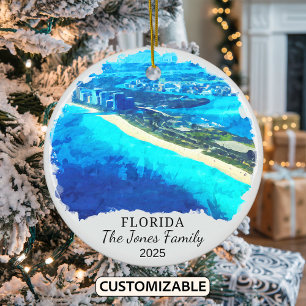 Personalisierter Florida-Schmuck, Florida-Geschenk Keramik Ornament