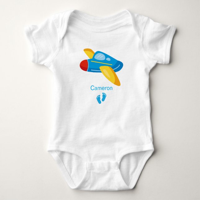 Personalisierter Flugzeug Name Baby Geschenk Niedl Baby Strampler (Vorderseite)