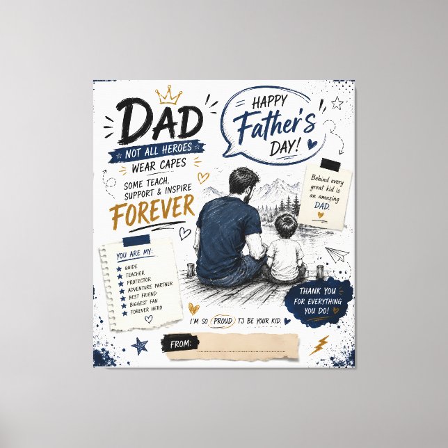 Personalisierter Forever Hero Dad Leinwanddruck (Vorderseite)