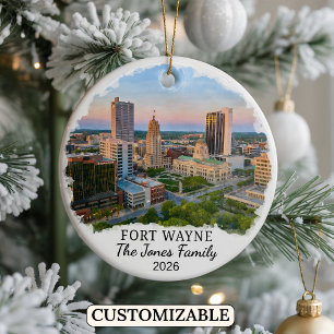 Personalisierter Fort Wayne Weihnachtsschmuck, Ind Keramik Ornament