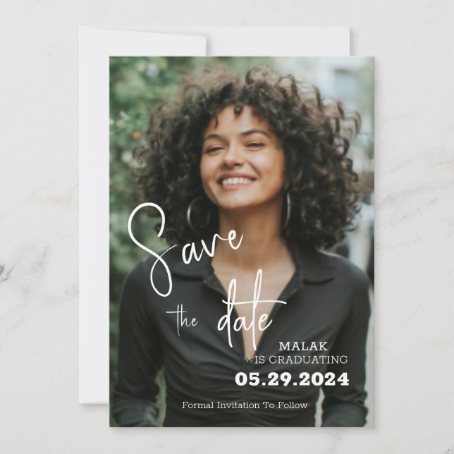 Personalisierter Foto Abschluss Save The Date (Vorderseite)