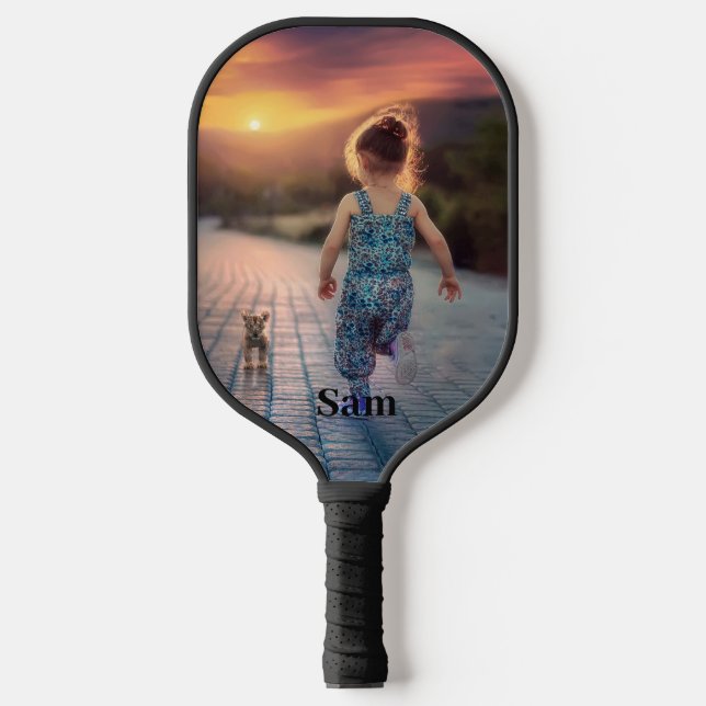 Personalisierter Foto Benutzerdefinierter Text Pickleball Schläger (Vorderseite)