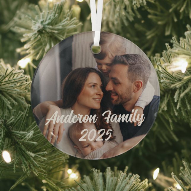 Personalisierter Foto für Weihnachtsfamilien Ornament Aus Glas (InSitu)