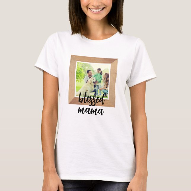 Personalisierter Foto | Gesegnet Mama T-Shirt (Vorderseite)