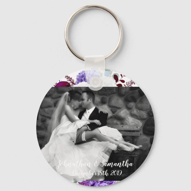 Personalisierter Foto Key Chain Lavender Hibiskus Schlüsselanhänger (Vorderseite)