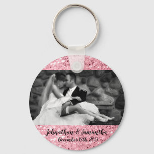 Personalisierter Foto Key Chain Rose Gold Glitzer Schlüsselanhänger