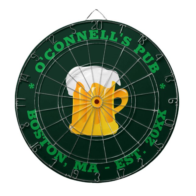 Personalisierter Foto Logo Name Datum Grün Dartscheibe (vorne)