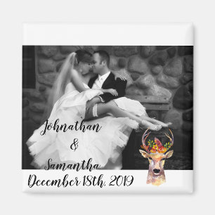 Personalisierter Foto-Magnet Boho-Hirsch Bock Kopf Magnet