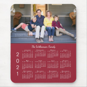 Personalisierter Foto Name Burgund 2021 Kalender Mousepad
