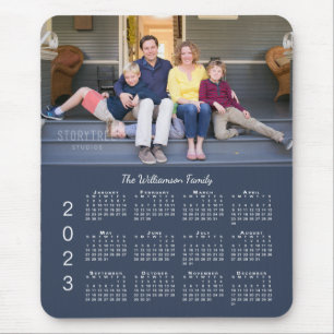 Personalisierter Foto Name Navy Blue 2023 Kalender Mousepad