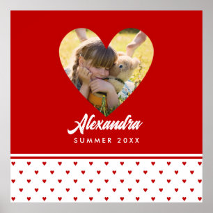 Personalisierter Foto-Rot-Herz-Rahmen moderne Gebu Poster