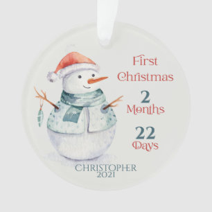 Personalisierter Foto-Schneemann Baby's erstes Wei Ornament