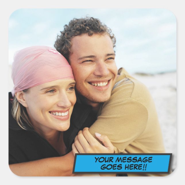 Personalisierter Foto Spaß modern Quadratischer Aufkleber (Vorderseite)