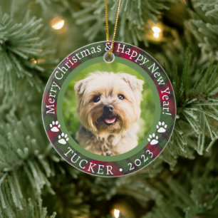 Personalisierter Foto & Text Weihnachts-Schmuck Keramik Ornament