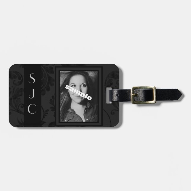 Personalisierter Foto-u. Initialen-Deluxe Gepäckanhänger (Vorderseite horizontal)