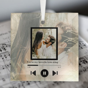 Personalisierter Foto- und Text-Musik-Player Ornament Aus Glas